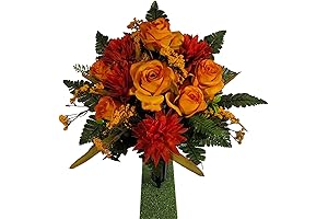 Cemetery Cone Summer or Fall Memorial Decoration - Realistic Silk Faux Floral...