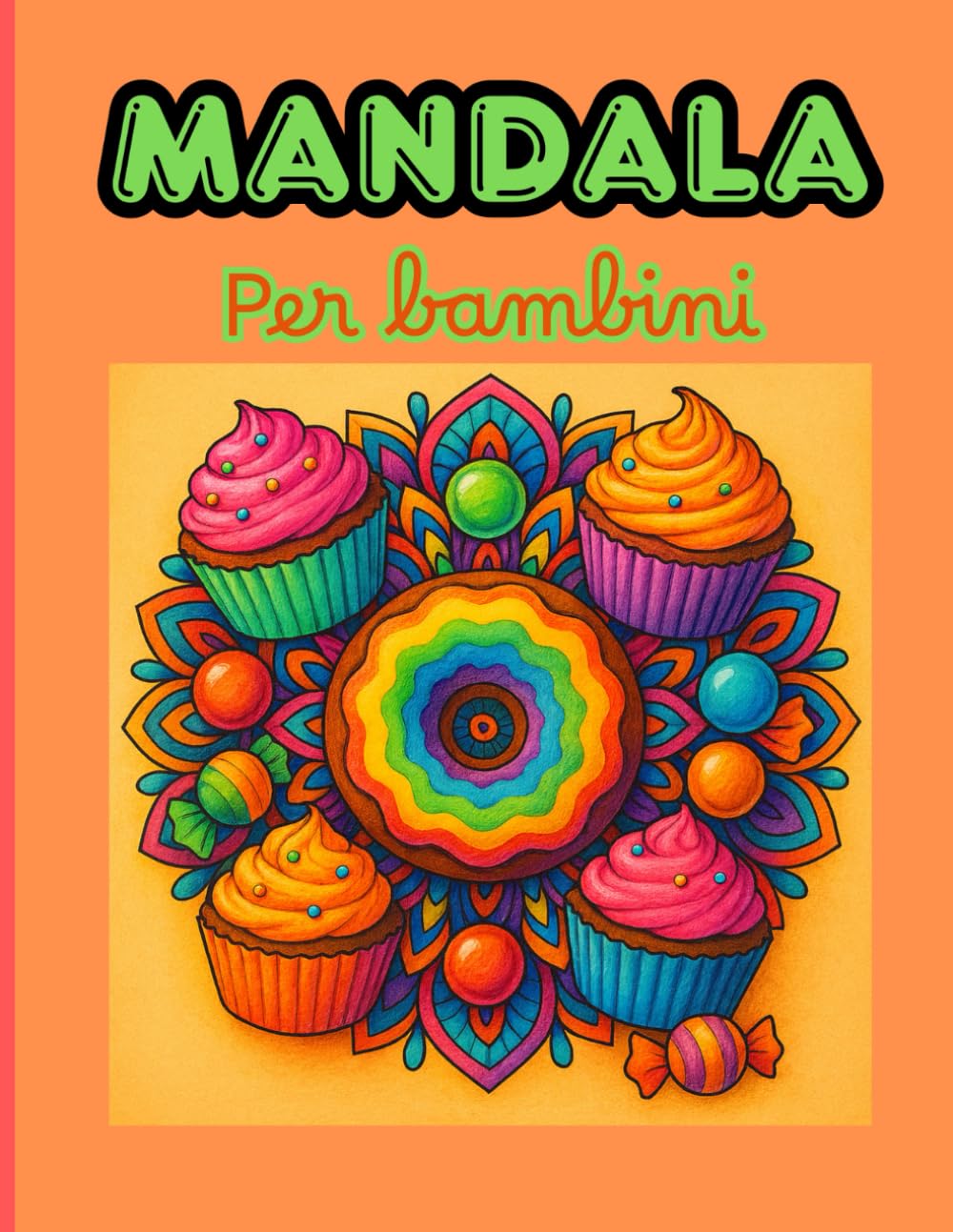 MANDALA PER BAMBINI: 50 disegni facili e semplici tema dolci.Stimola la fantasia, la concentrazione e le abilità motorie