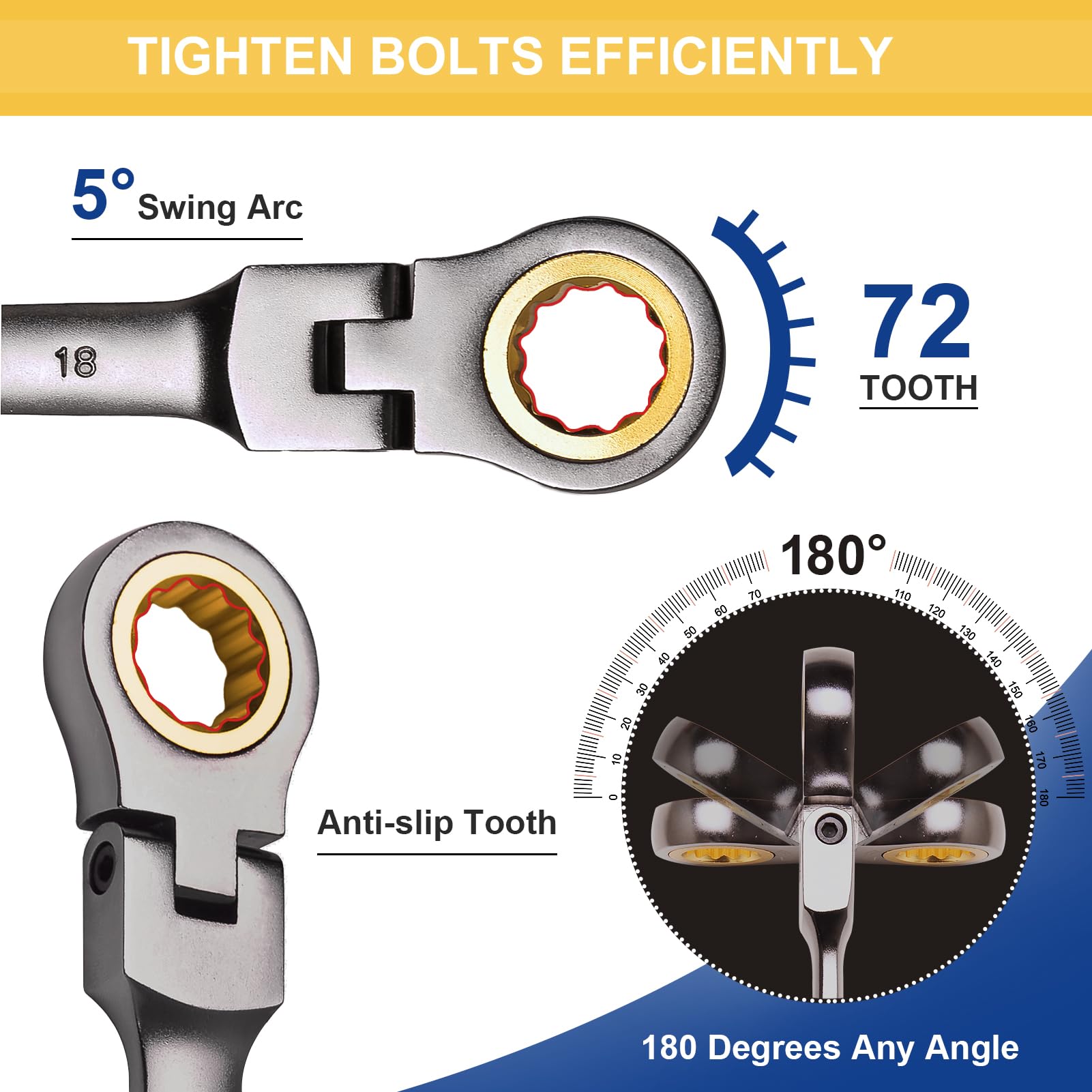 MoJoTools Metric Ratcheting Wrench Set - 23 Piece -7