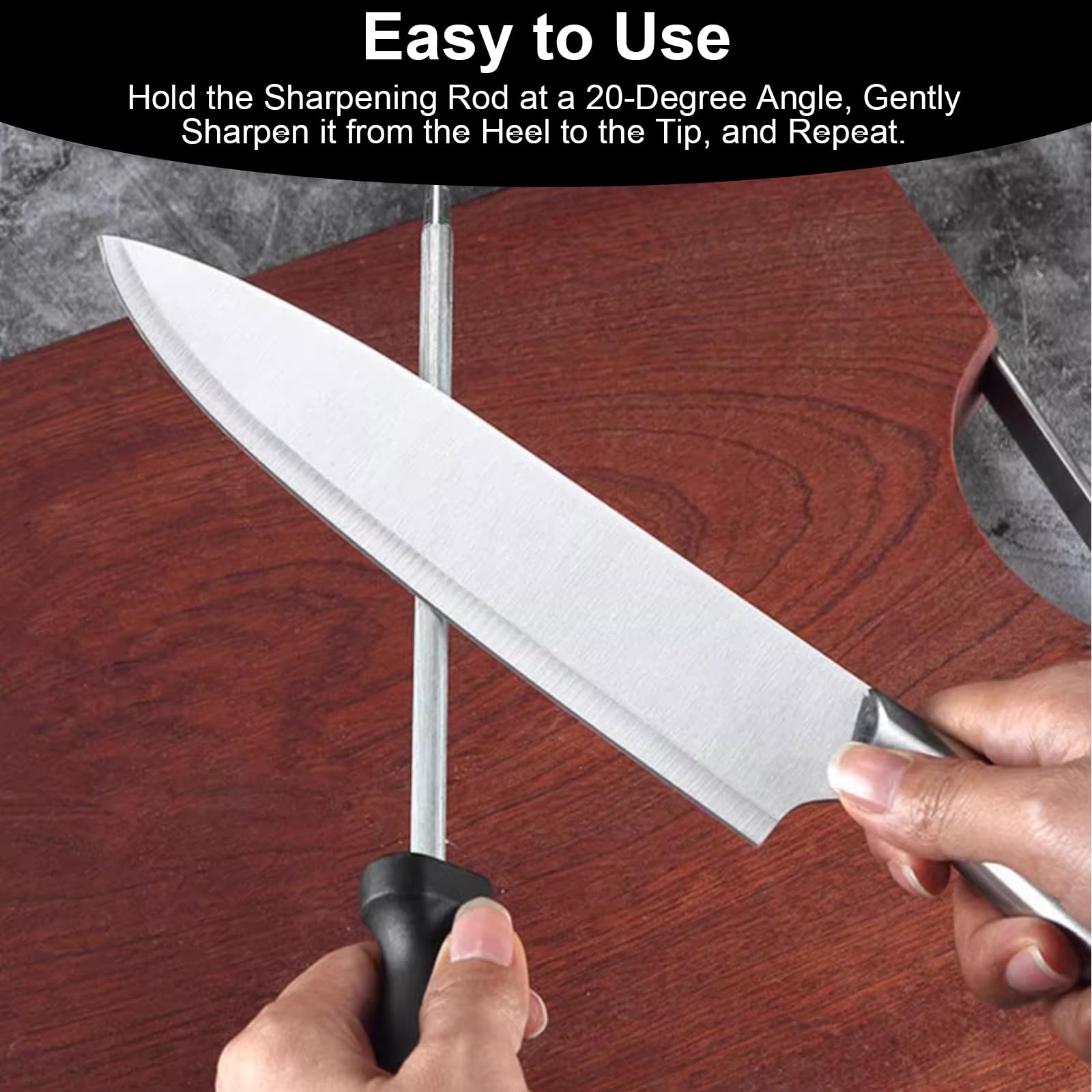 CHUENKUK 2 Stück Wetzstahl 42cm - Messerschärfer Mit Diamantsand Beschichtung