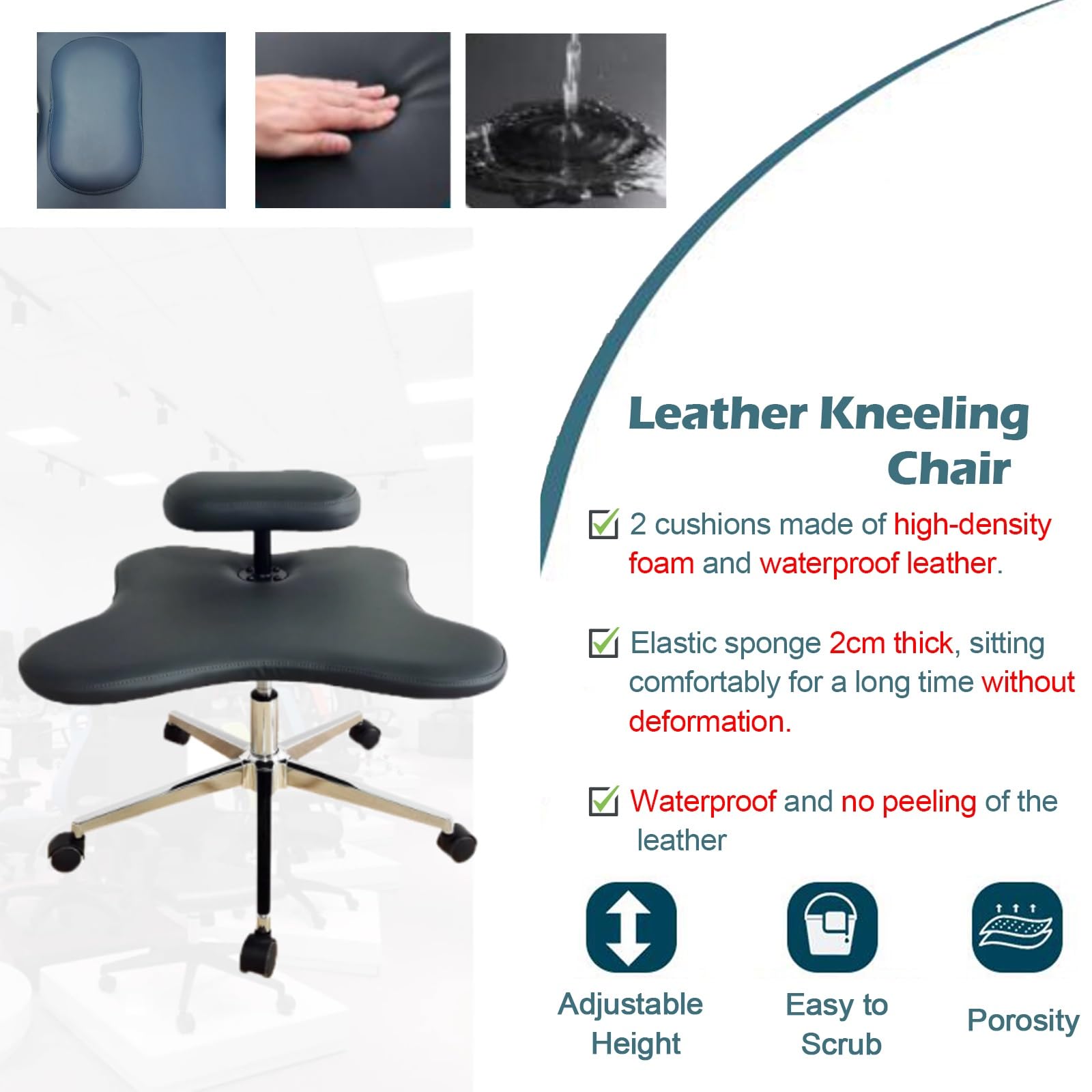 Generisch Kniestuhl Weiß Kniestuhl Meditationsstuhl, Home-Office Schreibtischstuhl mit Rad Verstellbarer Soul Seat Ohne Rückenlehne