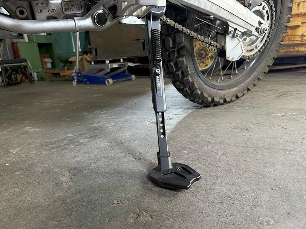 AltRider Adjustable Motorcycle Stand Compatible with Honda CRF300L/ CRF300 Rally/ CRF300LS (2021-current) Heavy Duty Kickstand with Enlarged Convex Foot - Supports 7 Heights with Corrected Lean Angle