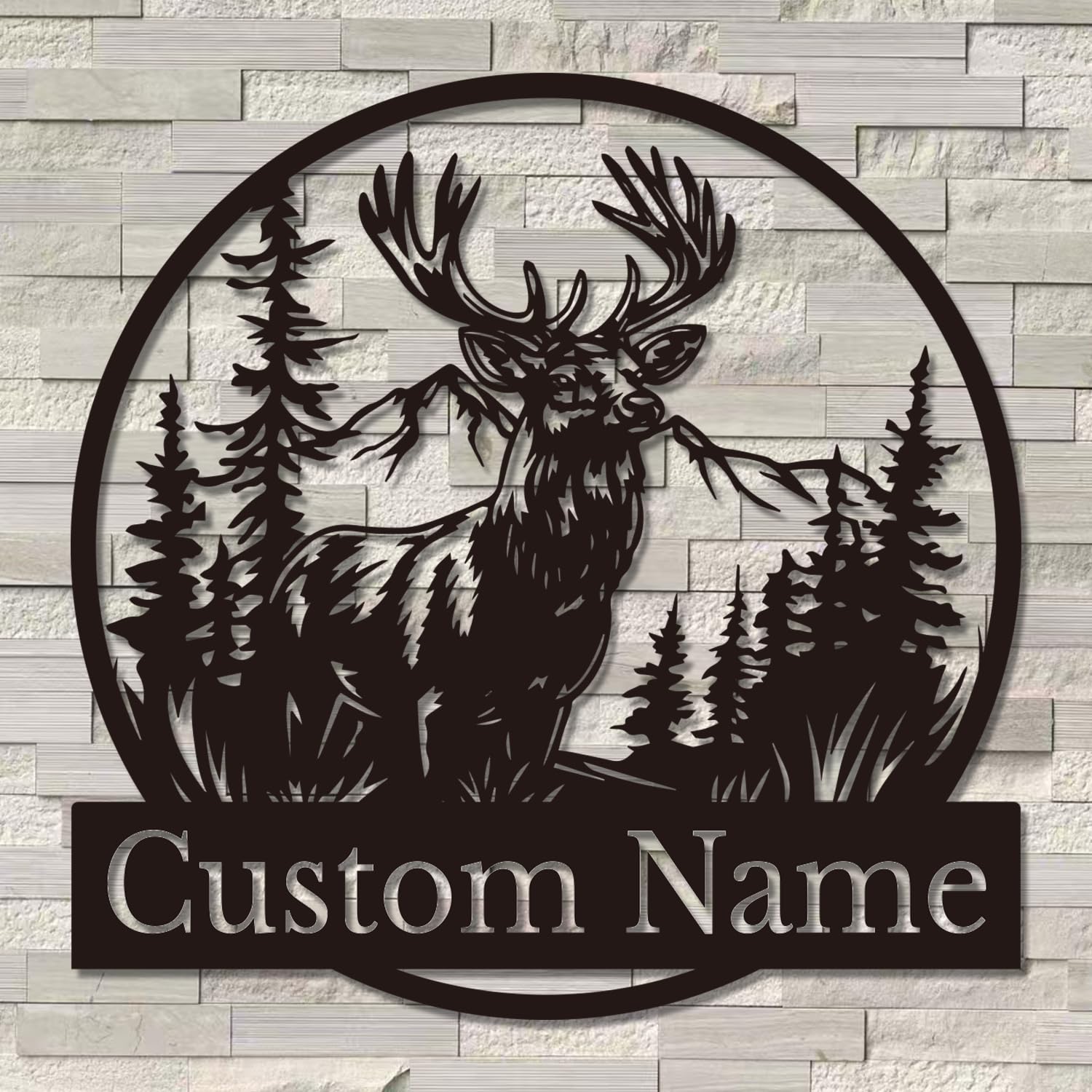 Personalized Custom Deer Metal Wall Art, Deer Name Sign Decoration, Deer Metal Signs Plaques, Personalized Outdoor Deer Sign, Hunting Gifts, Nature Wall Art for Wildlife Lovers (Deer B)