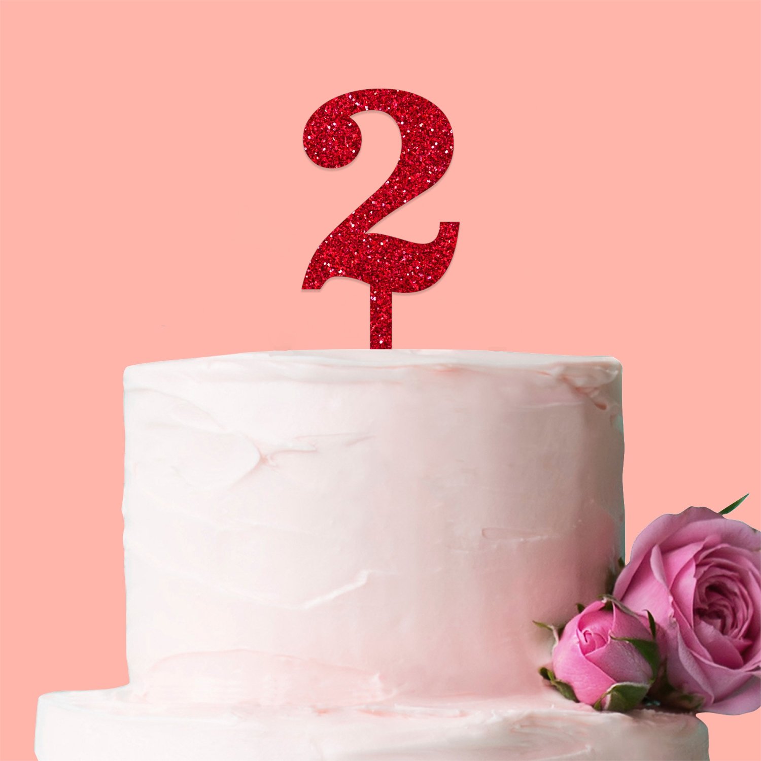 Fancy Pants Store Laser Cut Number Cake Topper: Glitter Red: Number 2