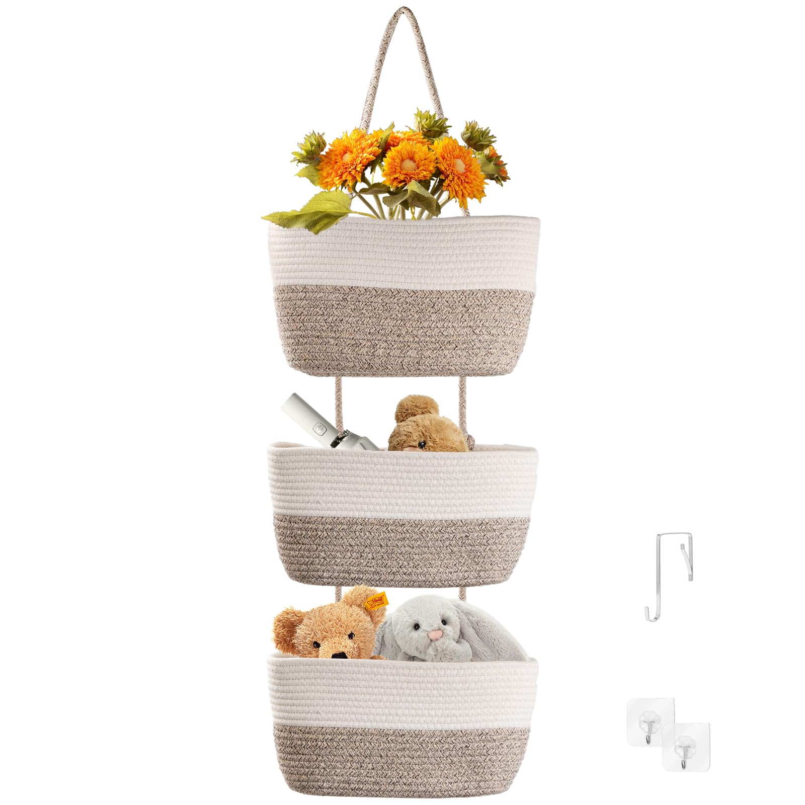 Panier Suspendu 3 Niveaux : Organiseur de Porte en Tissu pour Enfant et Bain