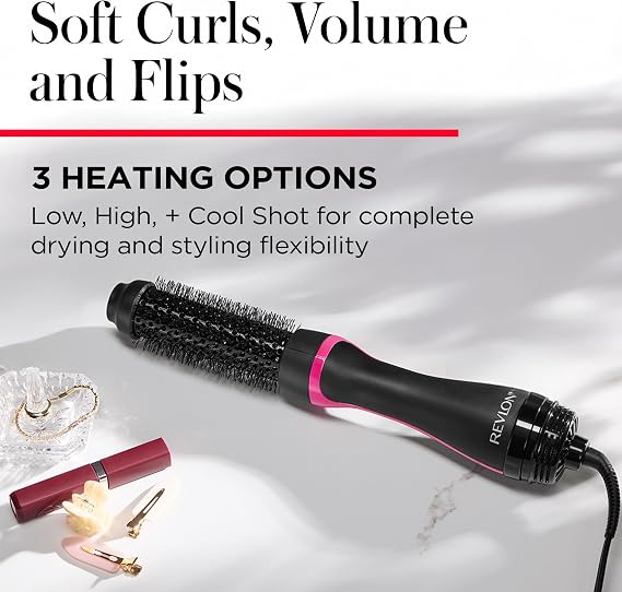 Revlon One Step Root Booster Round Brush Dryer and Hair Styler | Fight Frizz and Add Volume, (1-1/2 in)