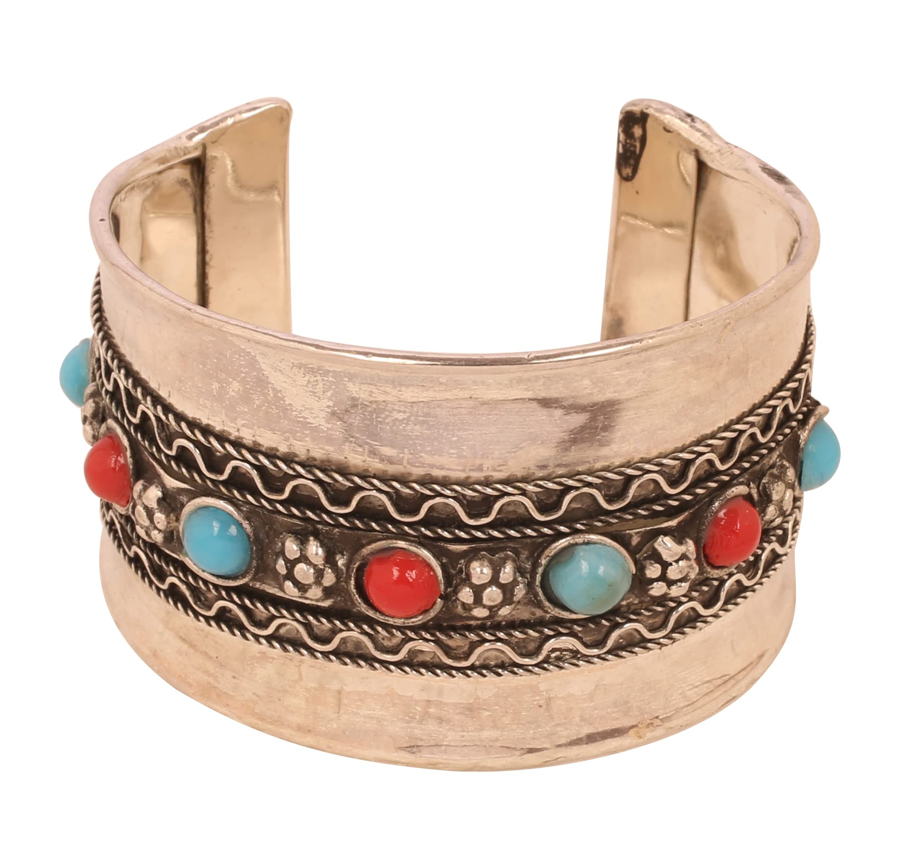 Touchstone Braccialetto indiano Bollywood artisticamente realizzato a mano, affascinante e affascinante, con motivi amabili assortiti, braccialetto di design in tonalità oro, rame o argento, per donne