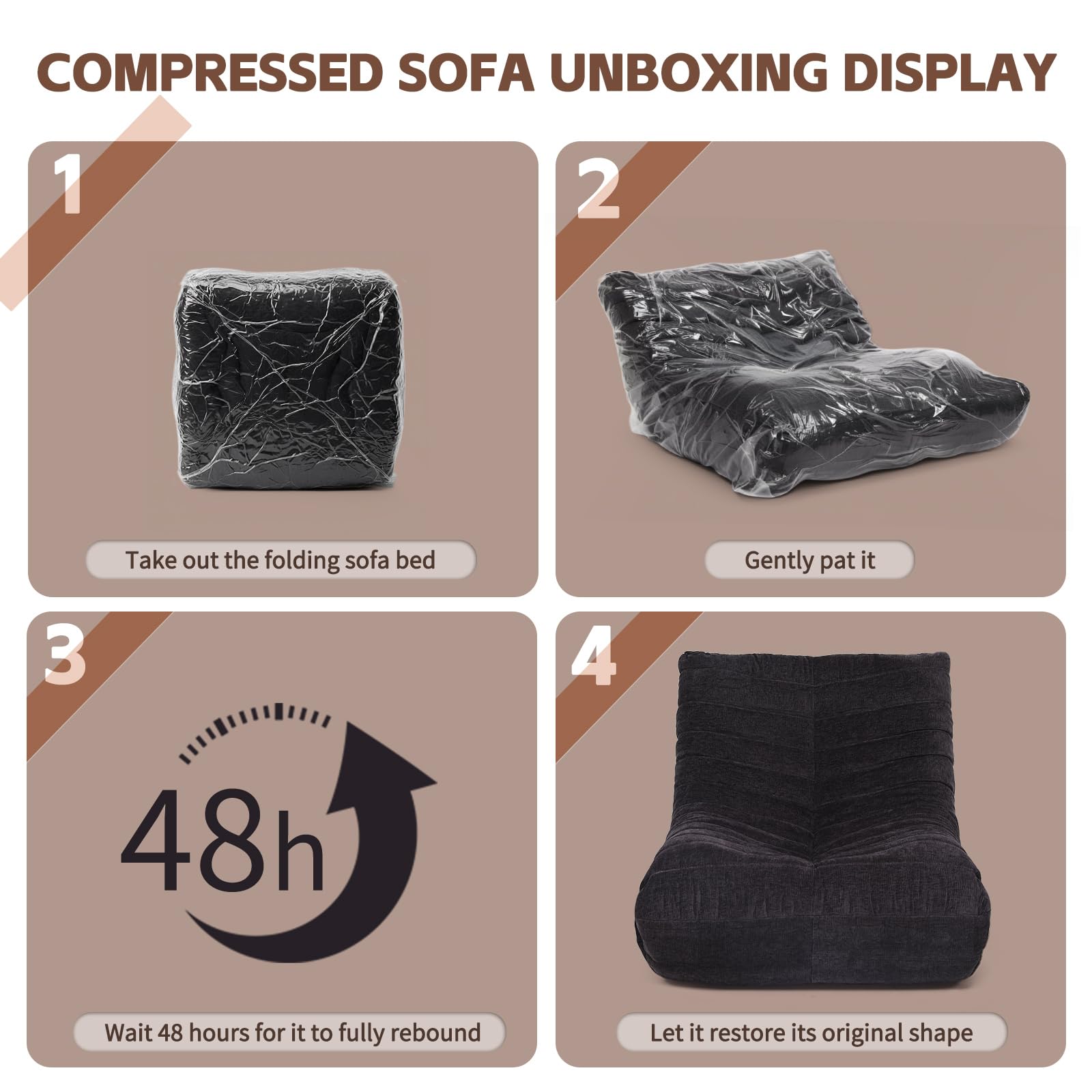 HealthRelife Sofá Puff para Adulto - Sillón Moderno XXL , Pera para Salón y Dormitorio con Relleno, para Leer y Jugar,color marrón