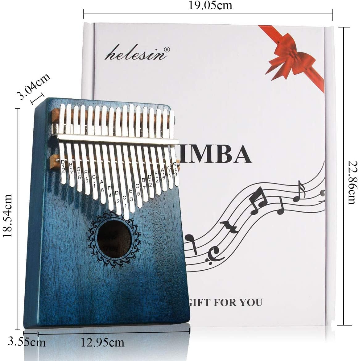 FLSEPAMB Kalimba 17 kluczy, kalimba na kciuk, z przewodnikiem naukowym, instrument kalimba może być używany jako prezent urodzinowy dla dorosłych lub dzieci (niebieski)