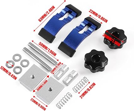 Hold Down Clamp Kit, CNC Router Clamp for Woodworking, Universal Fit for 3018 CNC Router, Table Saw, Drill Press T-Slot Accessories (2-Pack, Blue)