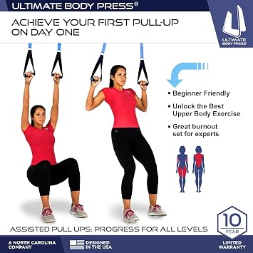 Ultimate Body Press XL Doorway Pull Up bar with Elevated bar & Adjustable Width