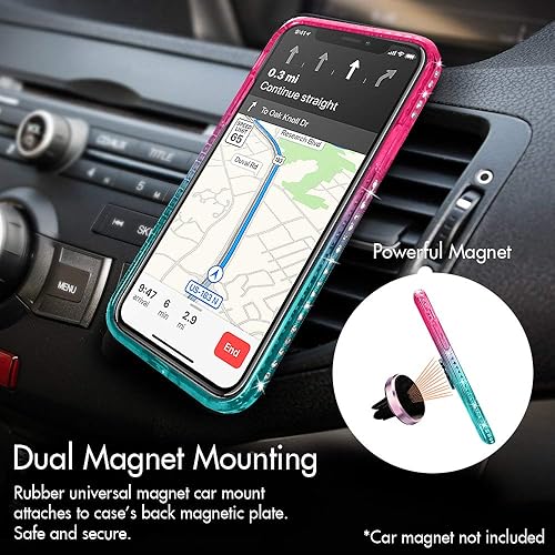 Miniatura 9 de Silverback Funda para iPhone 13 con soporte de anillo, para mujeres y niñas, bonita funda protectora con anillo de diamante para iPhone 13 de 6.1