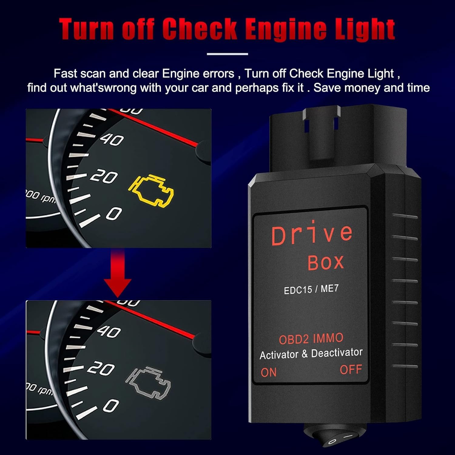POTRZEBNY Boîte de Transmission EDC15/ME7 OBD2 IMMO Désactivateur Activat OBD2 Boîte d'entraînement IMMO Désactivateur