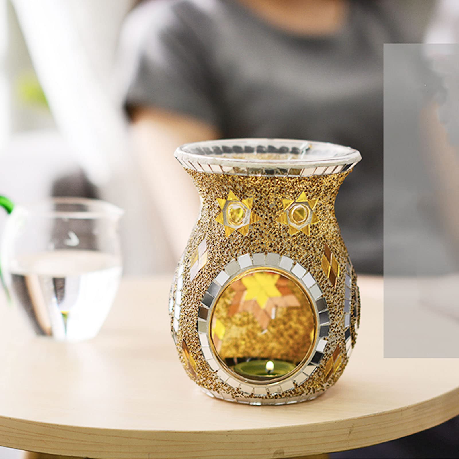 Kominek Na Olejki Eteryczne, Podgrzewacz Do Olejków Zapachowych, Palniki Na świeczniki Tealight, Mozaika Szklana Kadzidło Dyfuzor Zapachowy Tealight świecznik Do Aromaterapii Do Domowej Sypialni