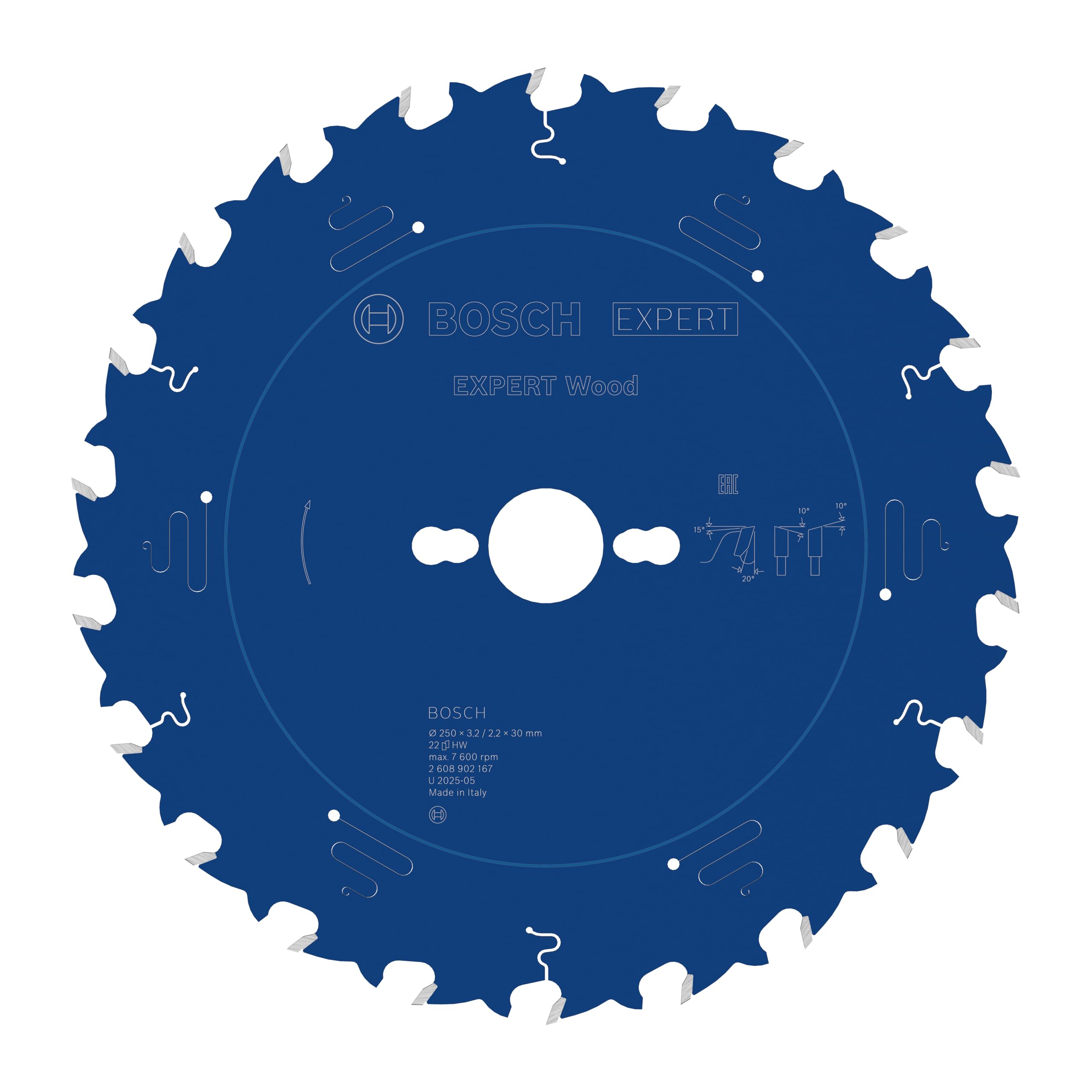 Bosch 1x Lama per sega circolare EXPERT per Wood cablata per seghe da banco (per Legno tenero, Legno duro, Ø mm, Professional Accessorio Sega circolare a filo da banco)