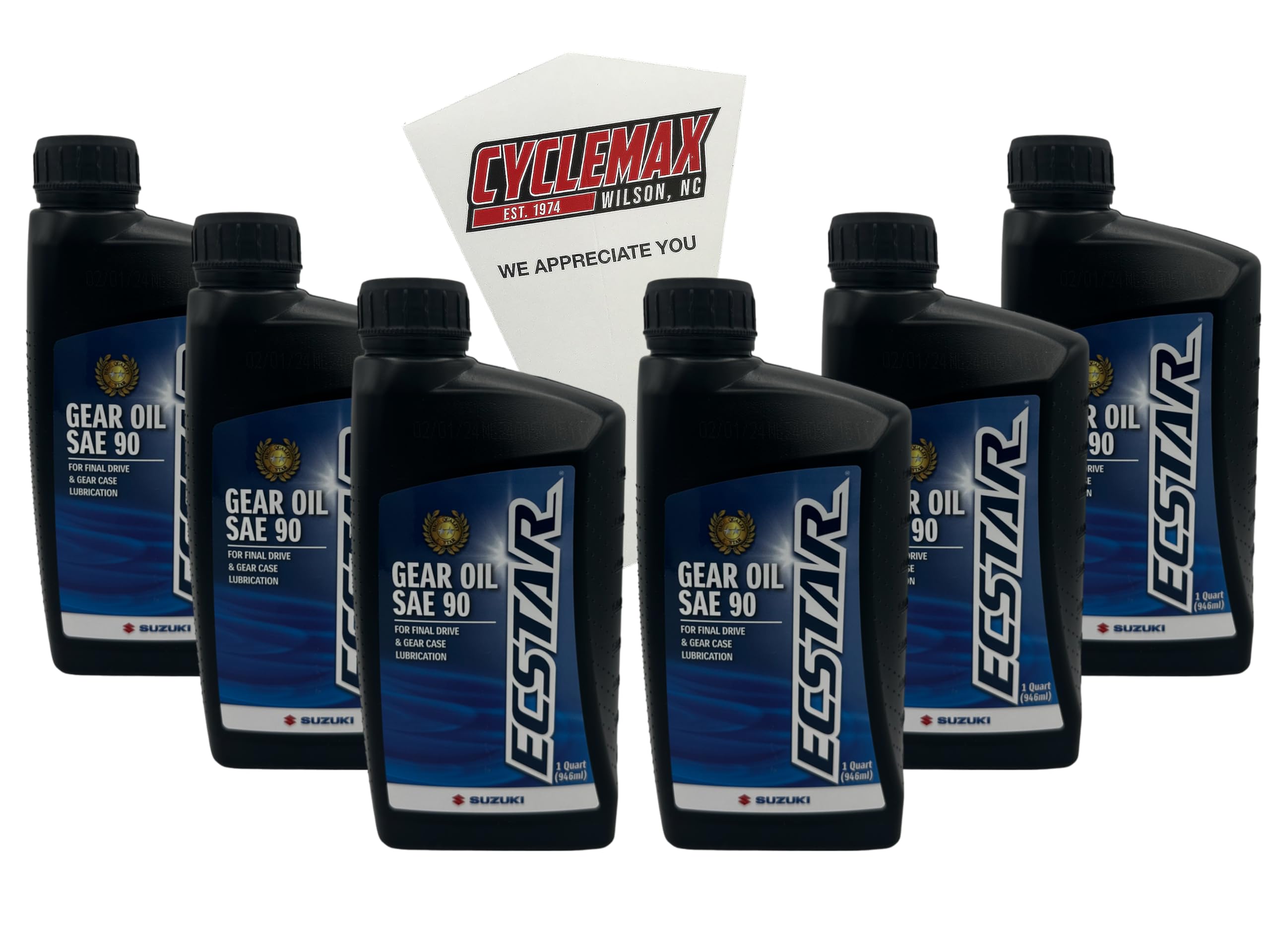 Cyclemax Six Pack compatible with Suzuki Ecstar Gear Oil SAE 90 990A0-01E81-01Q-6PACK Contains Six Ecstar Gear Oil SAE 90 and a Funnel