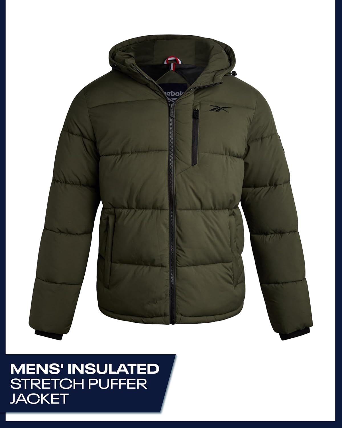 Reebok Mens Jacket - Weather Resistant Winter Jackets for Men Quilted Warm Coat Puffer Jacket with Hood and Pockets - Image 6