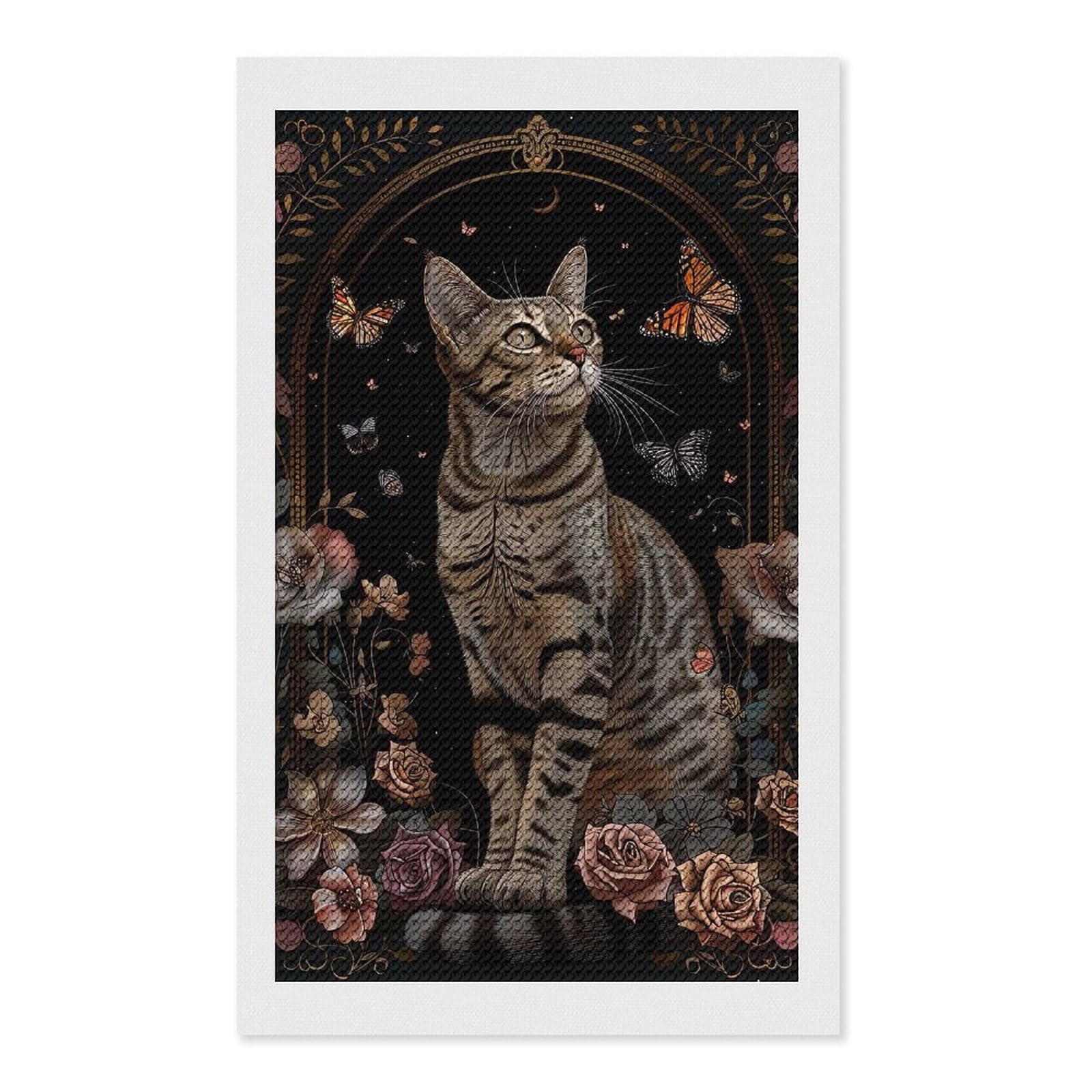 Junmoney Egyptian Mau Diamond Painting Set 12"x20", for Beginners, Modern Decor, Simple to Start, Gift Idea, Pleasing Wall Art Project
