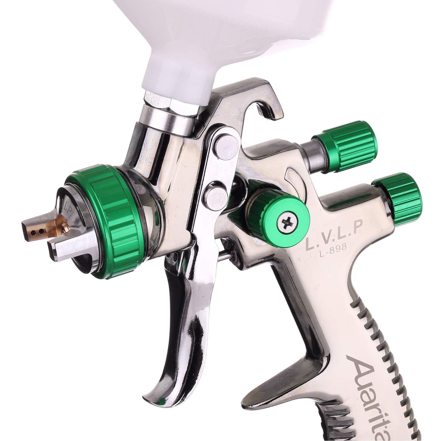 LVLP L-898 - Pistola aerográfica (3 boquillas, 1,3 mm + 1,4 mm + 1,8 mm, depósito de 600 ml, bajo consumo de aire)