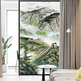 Lumanduo The Great Wall Scenery Window Film Privacy Decorative Window Sticker No Glue Static Window Cling Window Coverings for Home Office 17.7