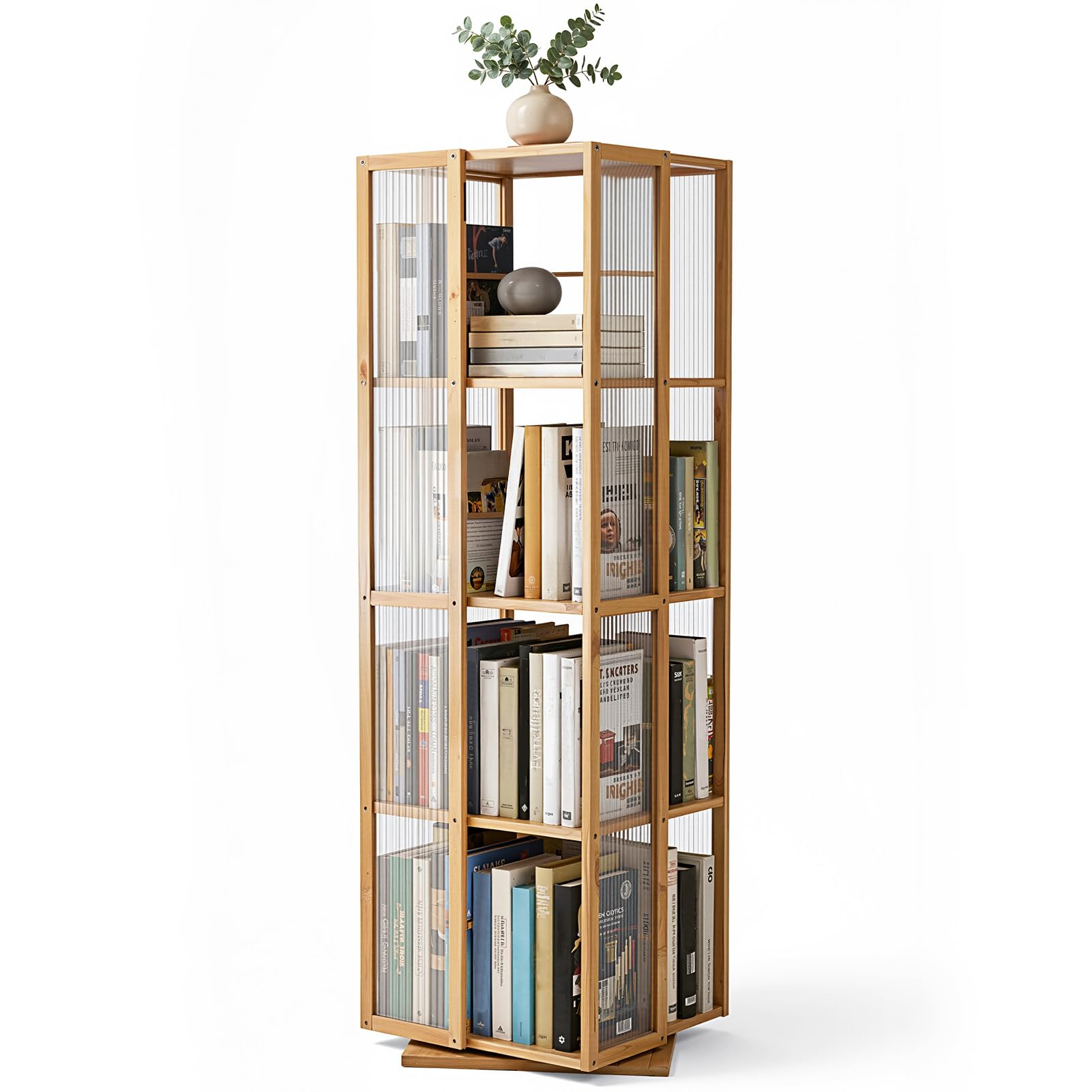 Warmiehomy Rotating Bookshelf 360°, Display Bookshelf Corner Bookcase