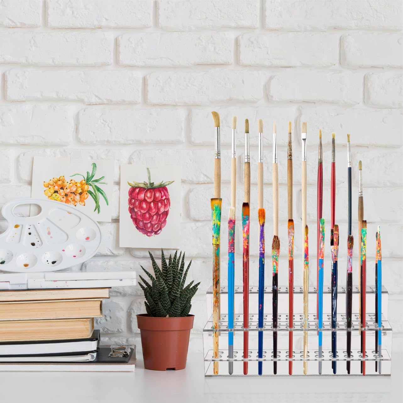 ifundom Porta Penne da Scrivania in Plastica Grande Capacità e Struttura Stabile, Design Multi-slot Resistente per Organizzare Matite e Pennelli in Casa o Ufficio