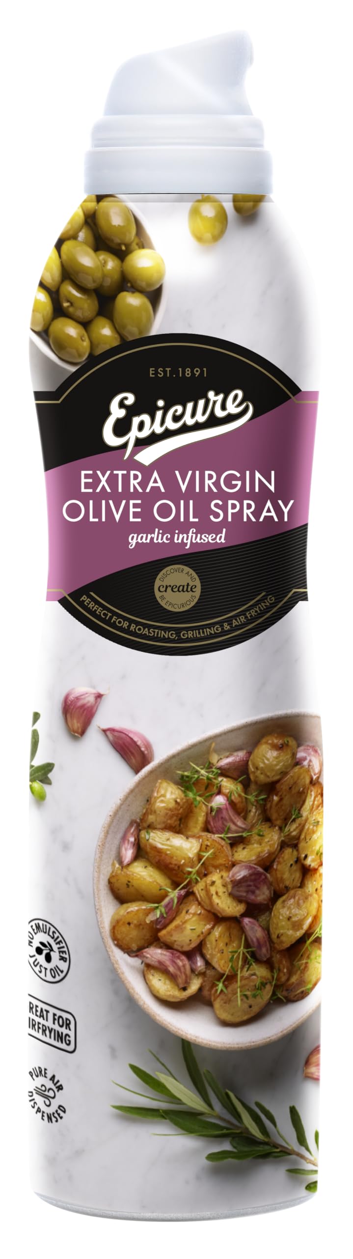 Epicure Extra Virgin Olive Oil Spray With Garlic, 200 ml (Pack of 1)