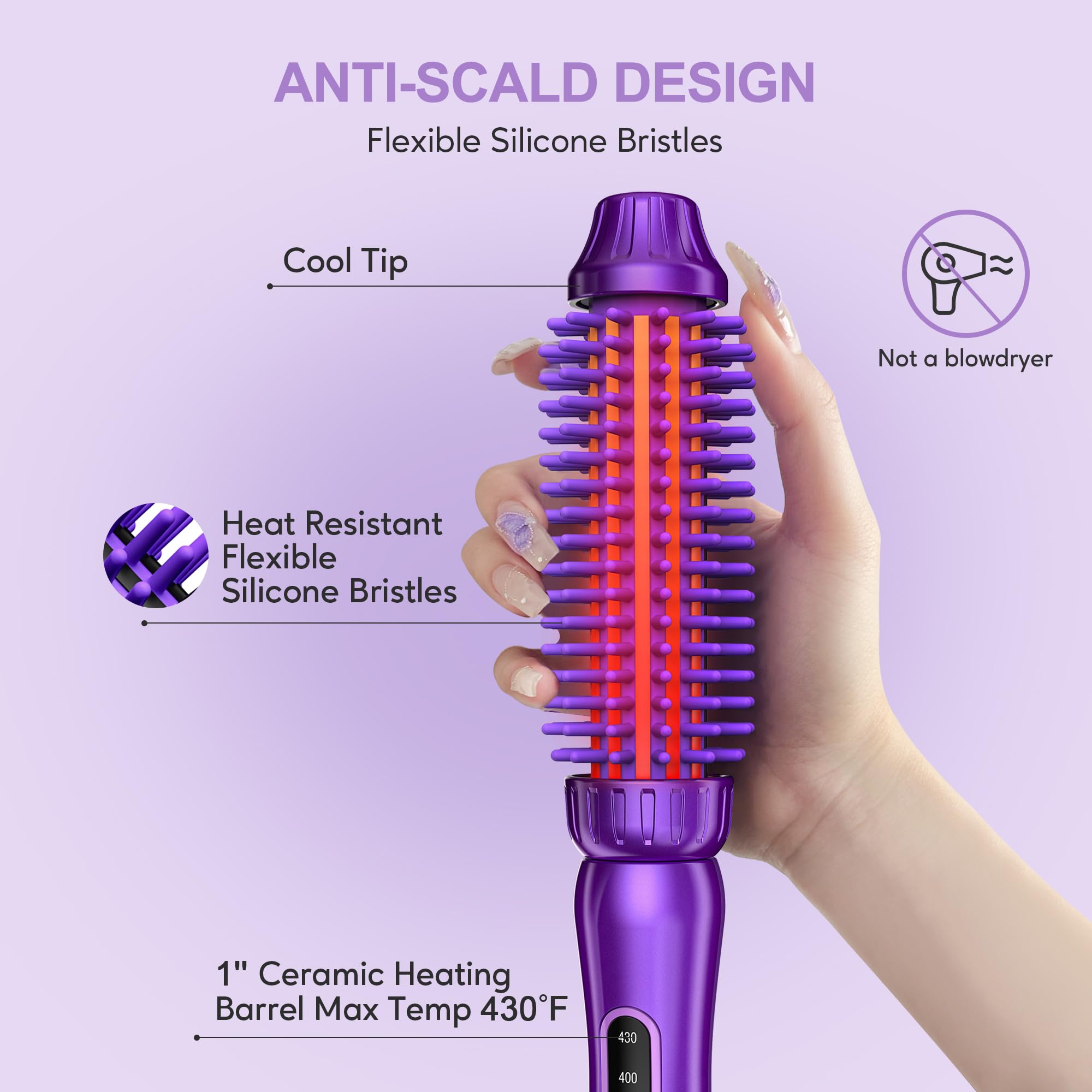 TRAD 820771 TAD-360V 100Vミニドリル バイオレット(紫) w17b8b5 Farery Thermal Brush 1 Inch for Short Hair, Anti-Scald & No