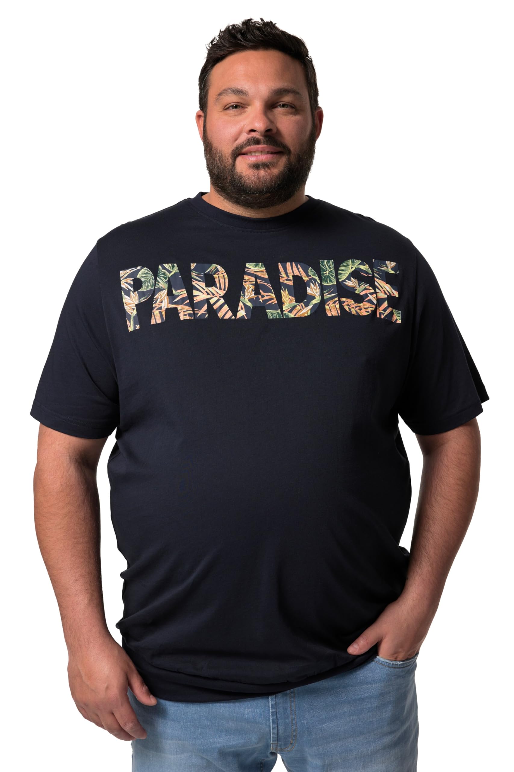 Men Plus Herren große Größen Übergrößen Menswear L-8XL T-Shirt, Halbarm, Bauchfit, Print, Rundhals 838064