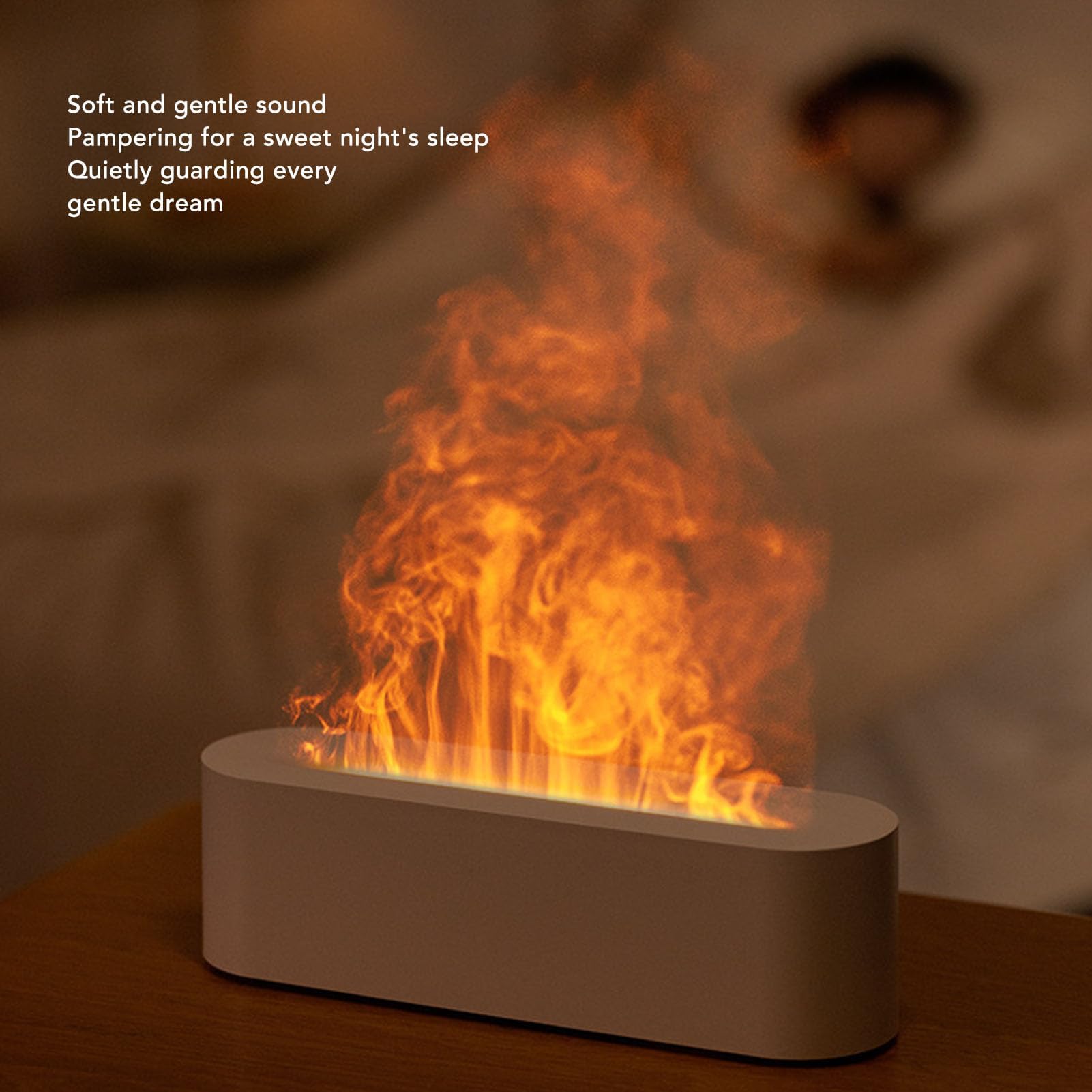 XHTLLO Flame Diffusers 7 Colors USB Portable Humidifier, Colorful Flame Effect, Humidifying and Scenting Function, Easy for Room Bedroom Office[White]