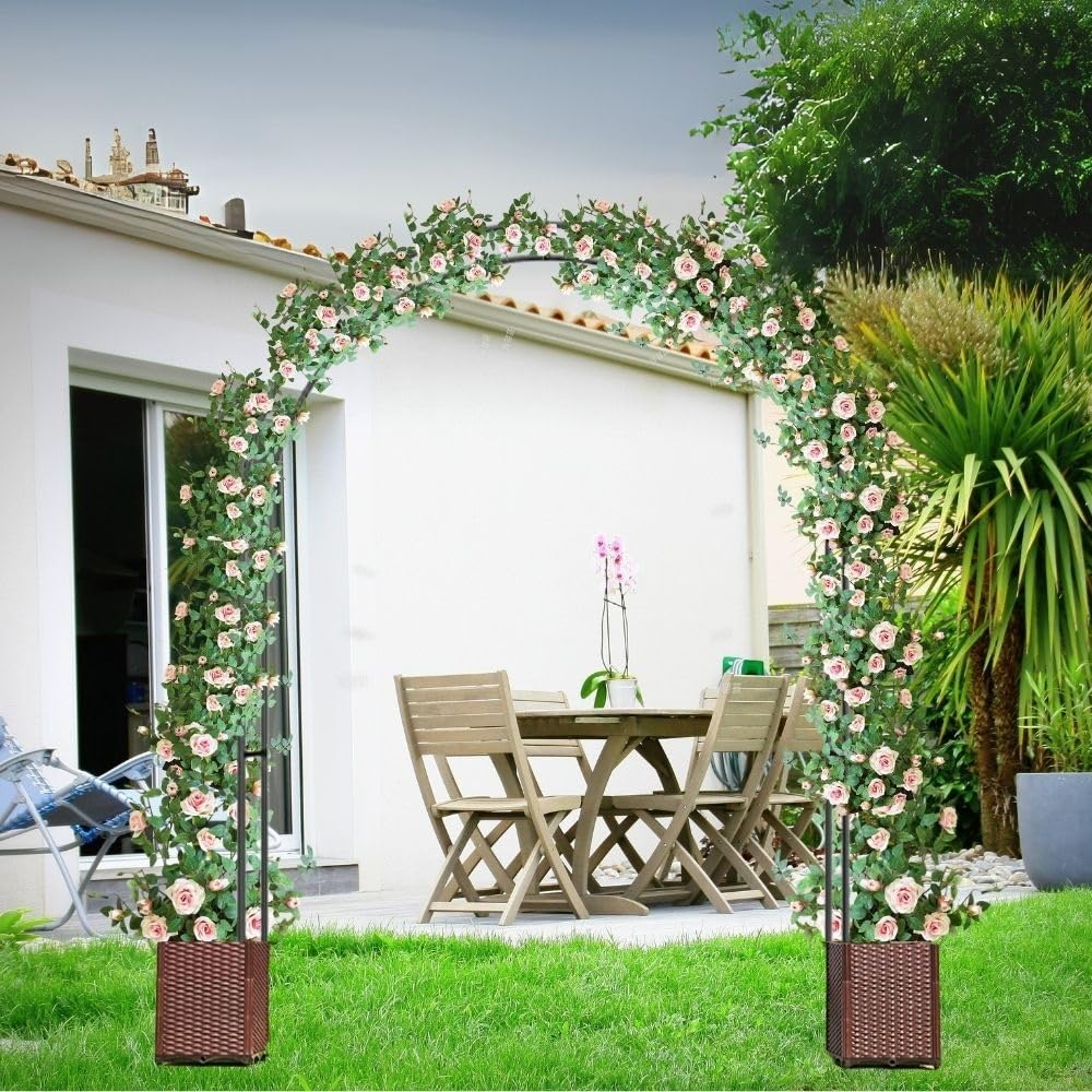 Metalowa pergola, łuk ślubny, stojak na tło, pnącze, roślina do ogrodu kwiatowego, kratka (120x240 cm)