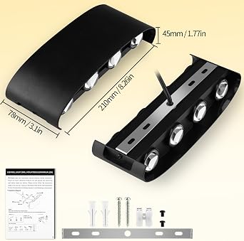 Oumida LED Wall Lights Indoor Modern Black Wall Wash Lights 8W 3000K IP65 LED Sconce Up and Down Wall Lamp for Living Room,Bedroom,Hallway (2 Pack) [Energy Class E]