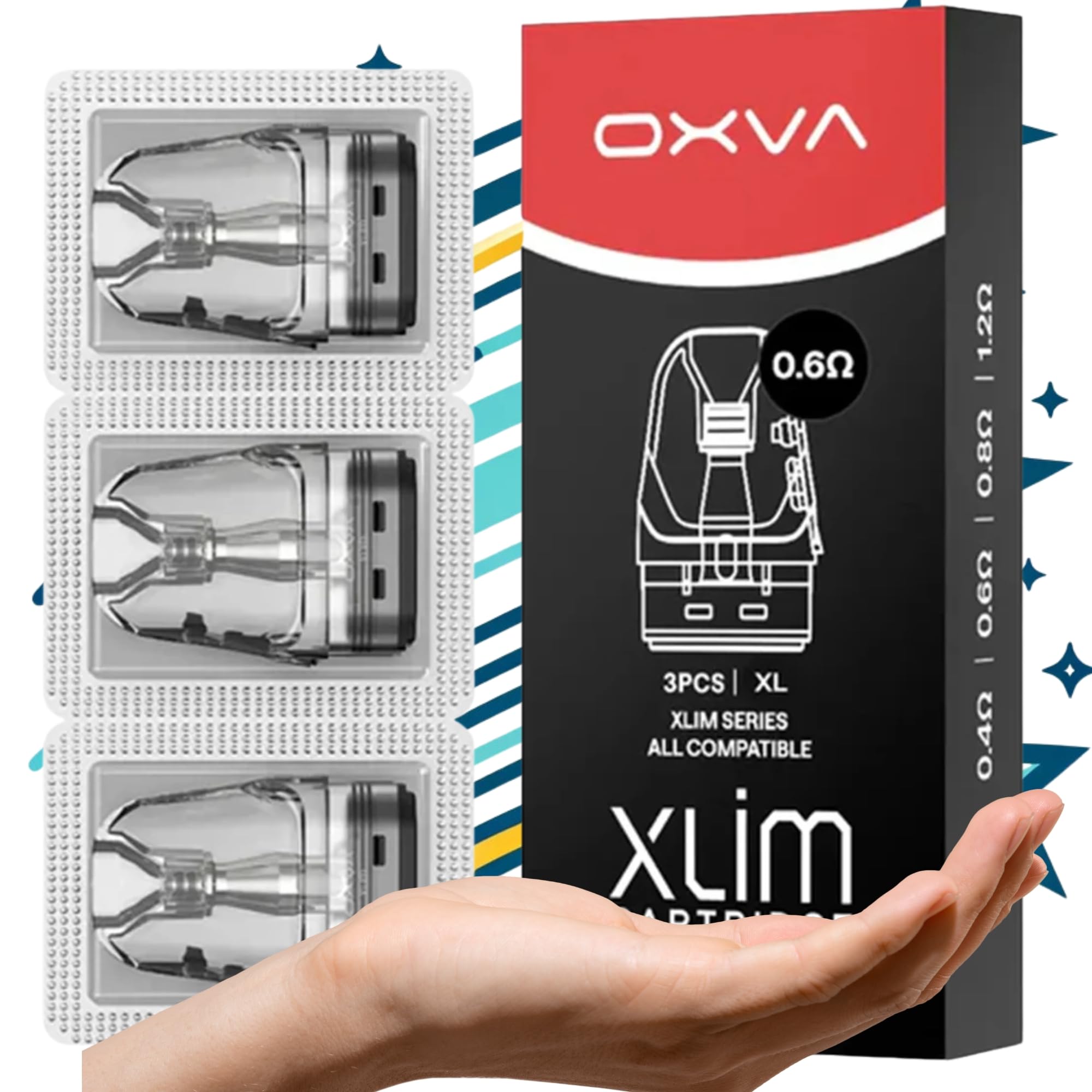XLIM V3 V5 Pod Kit Cartridge 0.6 Ohm Pods XLml COMPATIBLE With 9 Devices E-Cigarettes Replacement Pods 3 Pack E-liquids | Large Capacity Pod System - Long Coil Lifespan - NO Nicotine (New 0.6 Ohm)