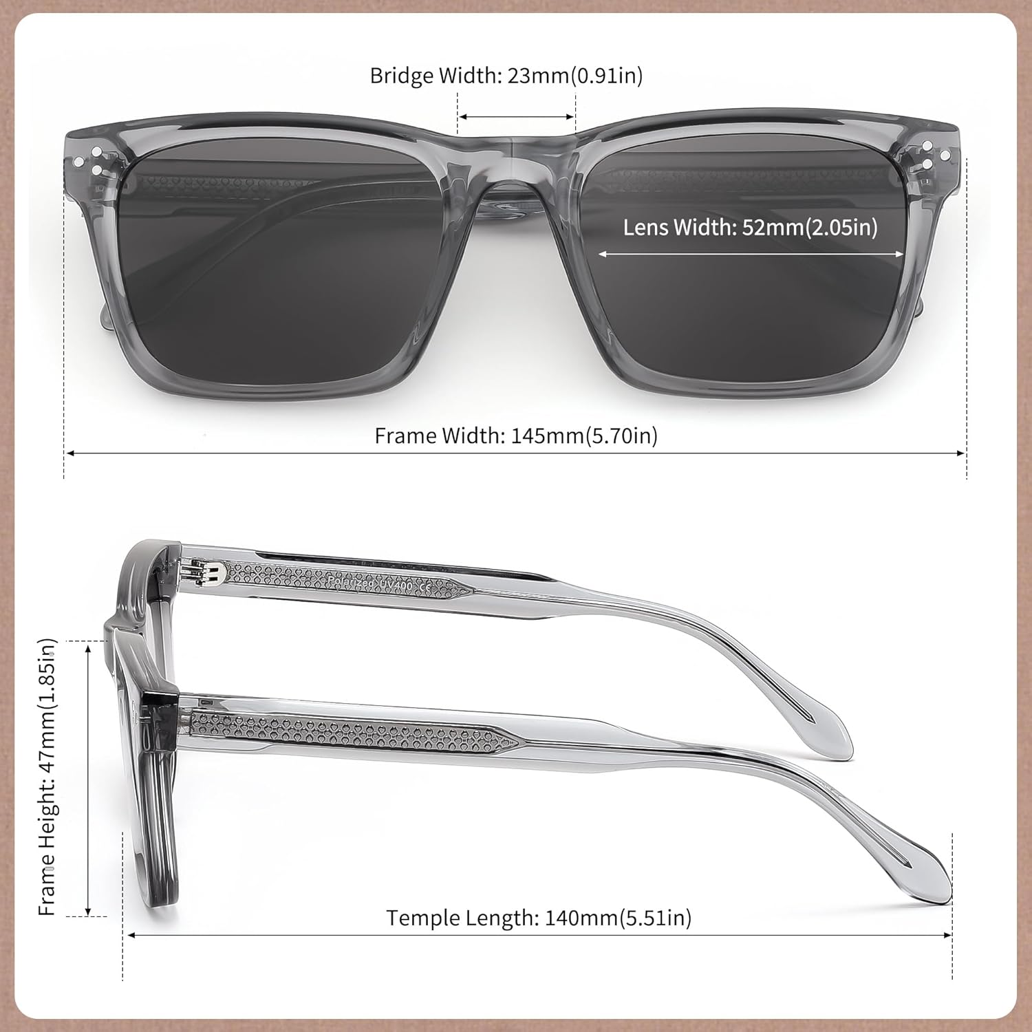 FEISEDY Square Sunglasses For Men Women Polarized Trendy Chunky Thick Frame Rectangle Shades Sun Glasses UV400 B0294 - Image 6