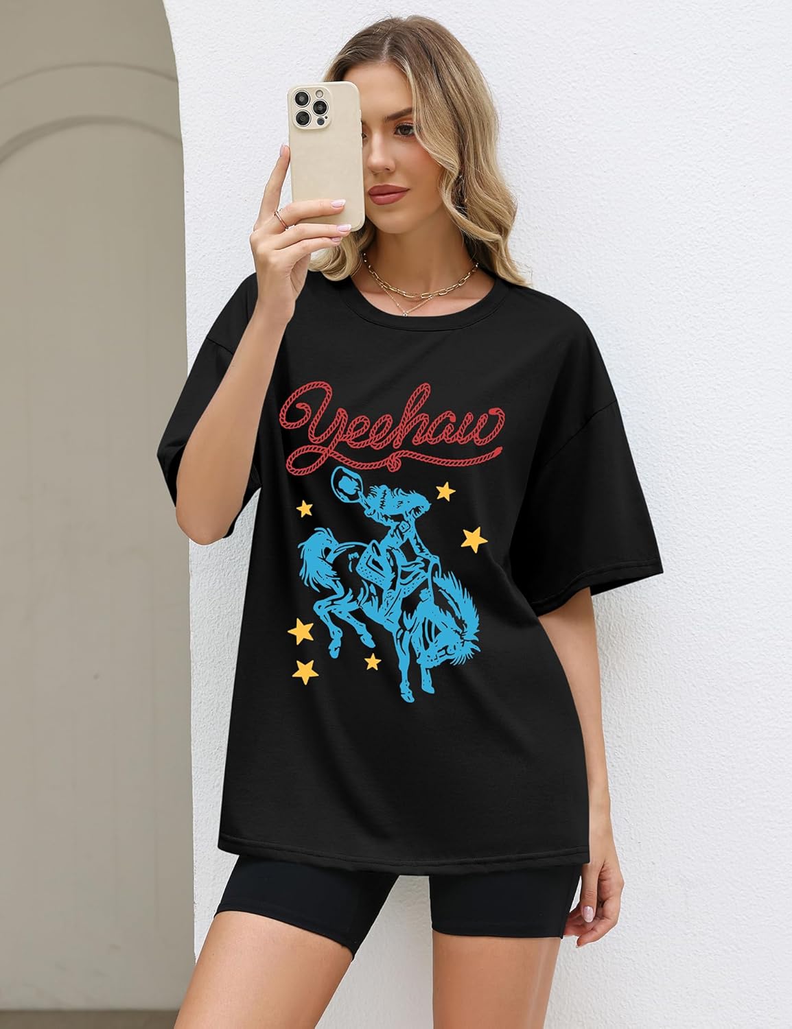 LOMON Oversized Graphic T Shirts for Women Short Sleeve Crewneck Summer Tops Loose Casual Basic Tees - Image 4