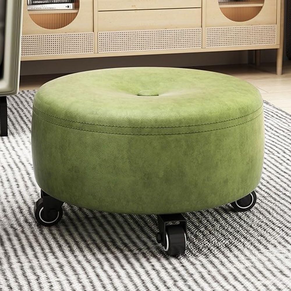 Sgabello basso girevole in pelle PU con ruote girevoli per casa, ufficio, massaggio, giardino, negozio