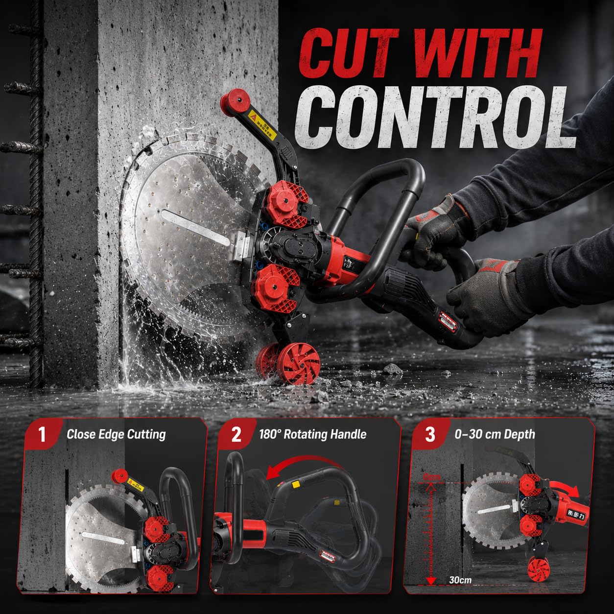 Sierra Diamante Hormigón, Cortadora Cemento Eléctrica - Uso Húmedo/Seco con Bomba de Agua para Corte de Muro y Hormigón Armado 2*Saw