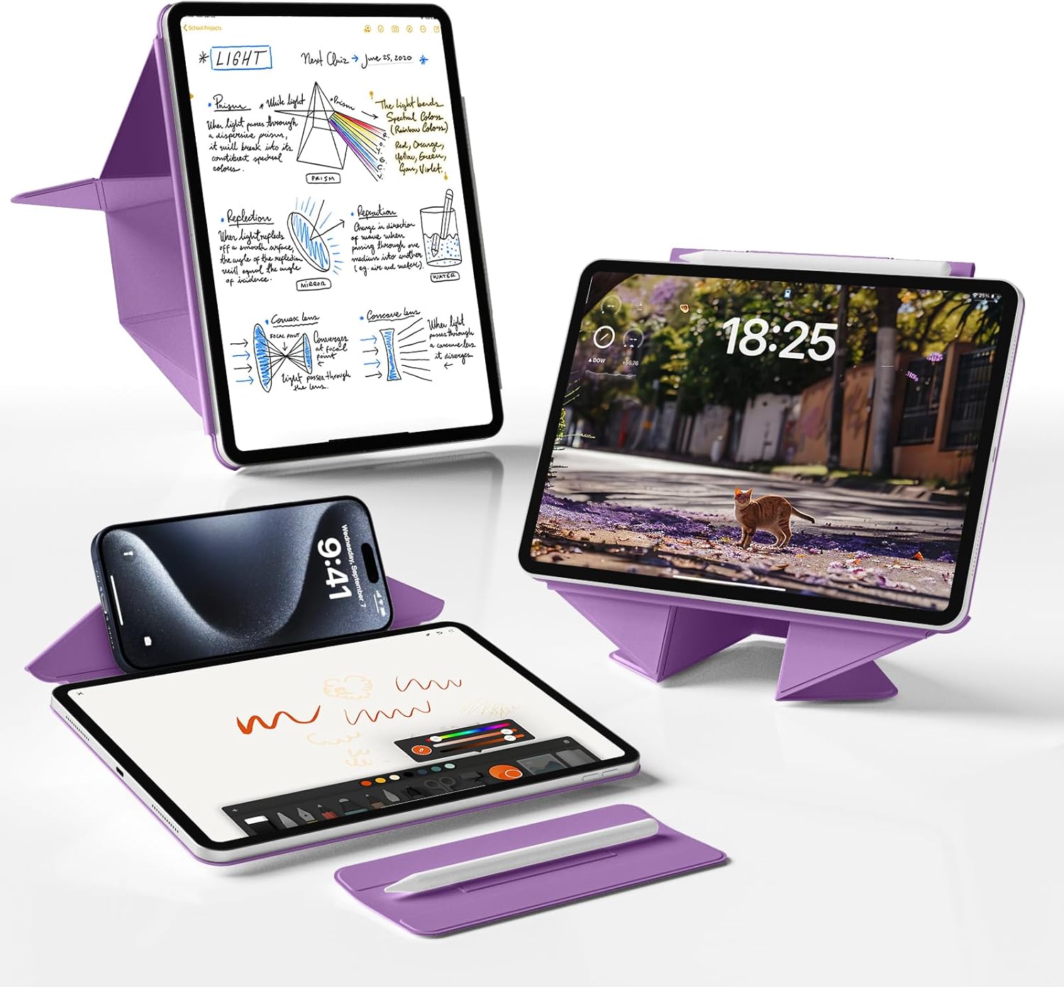 Case for iPad Air 11 inch M3/M2(2025/2024),iPad Air 5th/4th Generation(2022/2020) 10.9 inch,Slim Magnetic Attachment Protective Tablet Case,Auto Wake/Sleep,Hidden Pencil Holder (Purple)