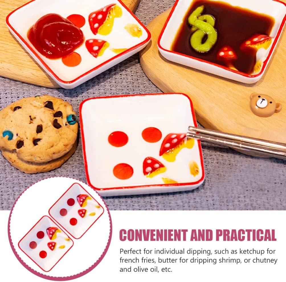 Handmade Soup Bowl, Ceramic Bowl, Ceramic Dip Bowls Sauce Dish 2PCS Condiment Plates Seasoning Dish Mini Serving Plate Side Dish Bowls Server for Seasoning Sauce Soy Mustard Condiment Dip Cups