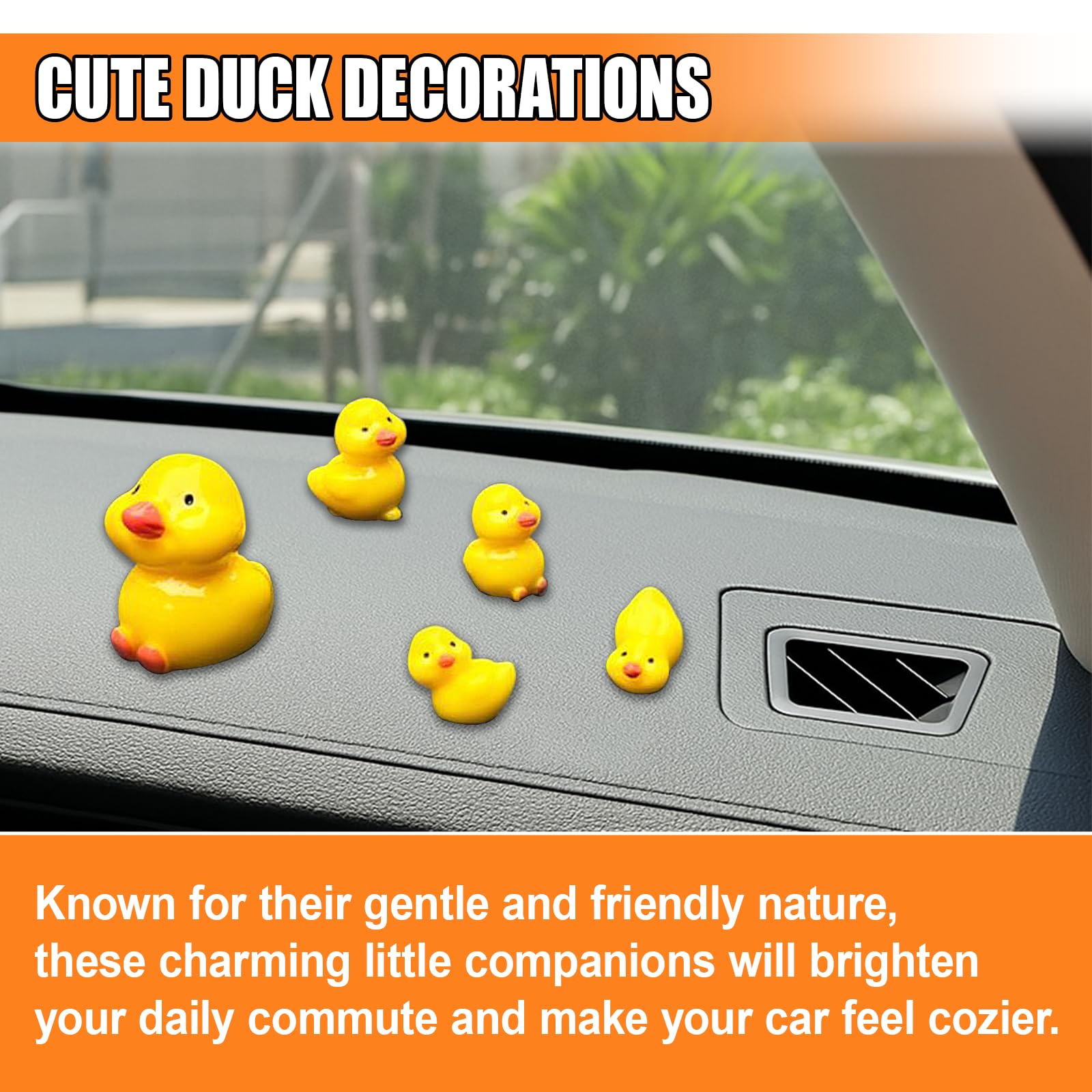 5PCS Mini Ducks Car Interior Accessories for Dashboard Decorations Cute Rearview Mirror Decor for Car Home Garden Office — view 3