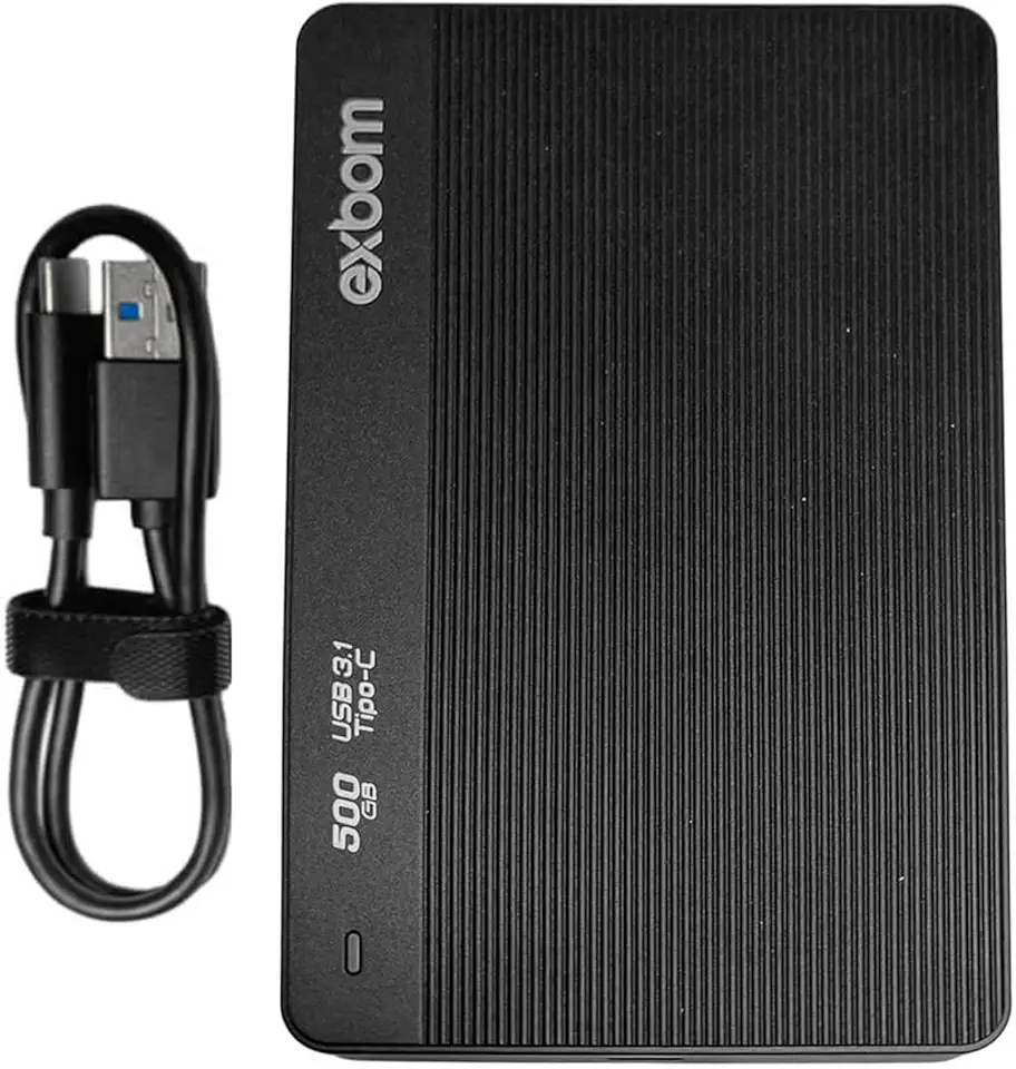 HD Portátil 500GB Compatível com Windows e Mac com Tecnologia USB-C Disco Rígido Externo 500GB Transferência Rápida Backup Externo Portátil com Leitura e Gravação Rápida