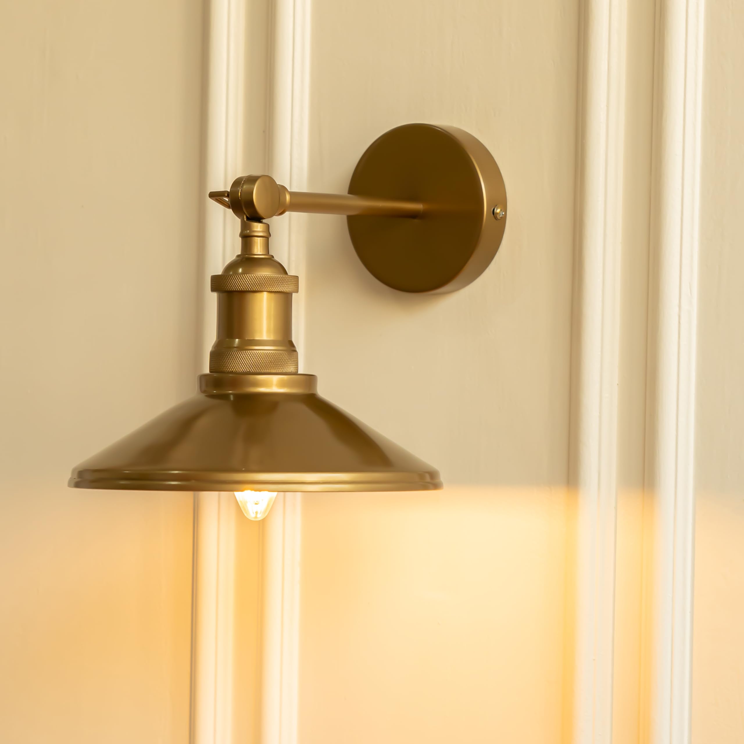 Divine Trends Wall Light with Forward Adjustment Antique Brass Finish for Bedside, Bedroom, Living Room, Home Decoration, Hotel Wall Lamp Pack of 1