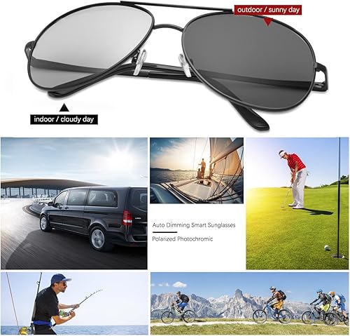 Miniatura 7 de Gafas de sol polarizadas fotocrómicas para hombre Al-Mg marco de metal gafas de conducción deportivas protección UV400 gafas antirreflejos