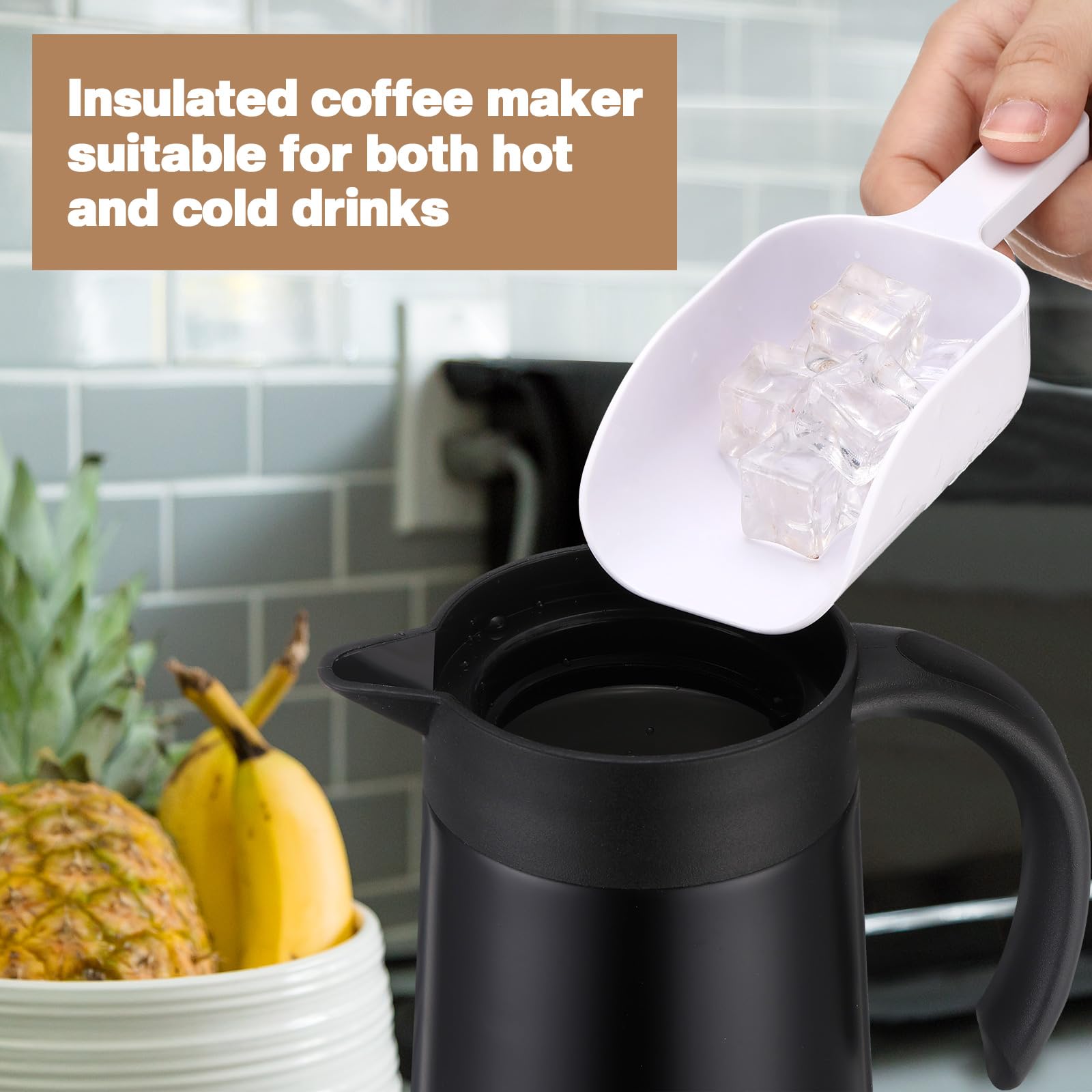 Thermal Coffee Carafe For Keeping Hot/Cold Stainless Steel Small Coffee Creamer Container, Double Wall Vacuum Insulated Tea Pot, Beverage Dispenser For Milk Hot Chocolates