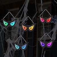 Vista 8 de WATERGLIDE - Luces intermitentes de ojos escalofriantes de Halloween, 5 pares de luces que funcionan con pilas, cambio de color automático