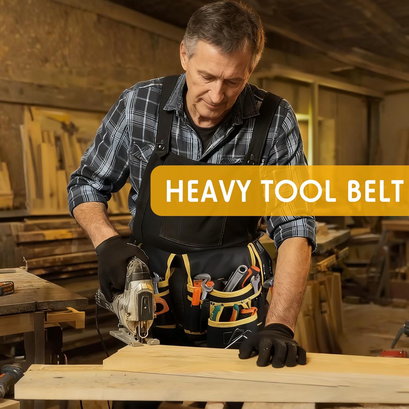 26 Poches Ceinture Porte Outil, Magnétique, Sacoche Outils Bricolage avec Porte Marteau Ceinture Large, Amovible et Réglable, Sac à Outils pour Homme Électricien Charpentier Construction Encadreurs