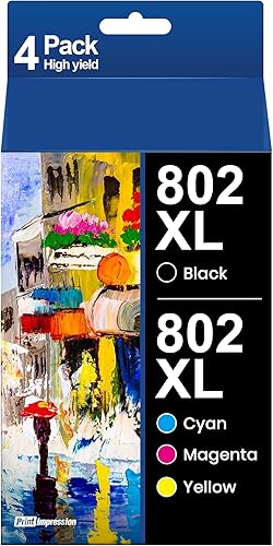 Miniatura 1 de 802XL - Paquete combinado de cartuchos de tinta remanufacturados para Epson 802 XL T802 T802XL para Epson Workforce Pro WF-4740 WF-4730 WF-4720