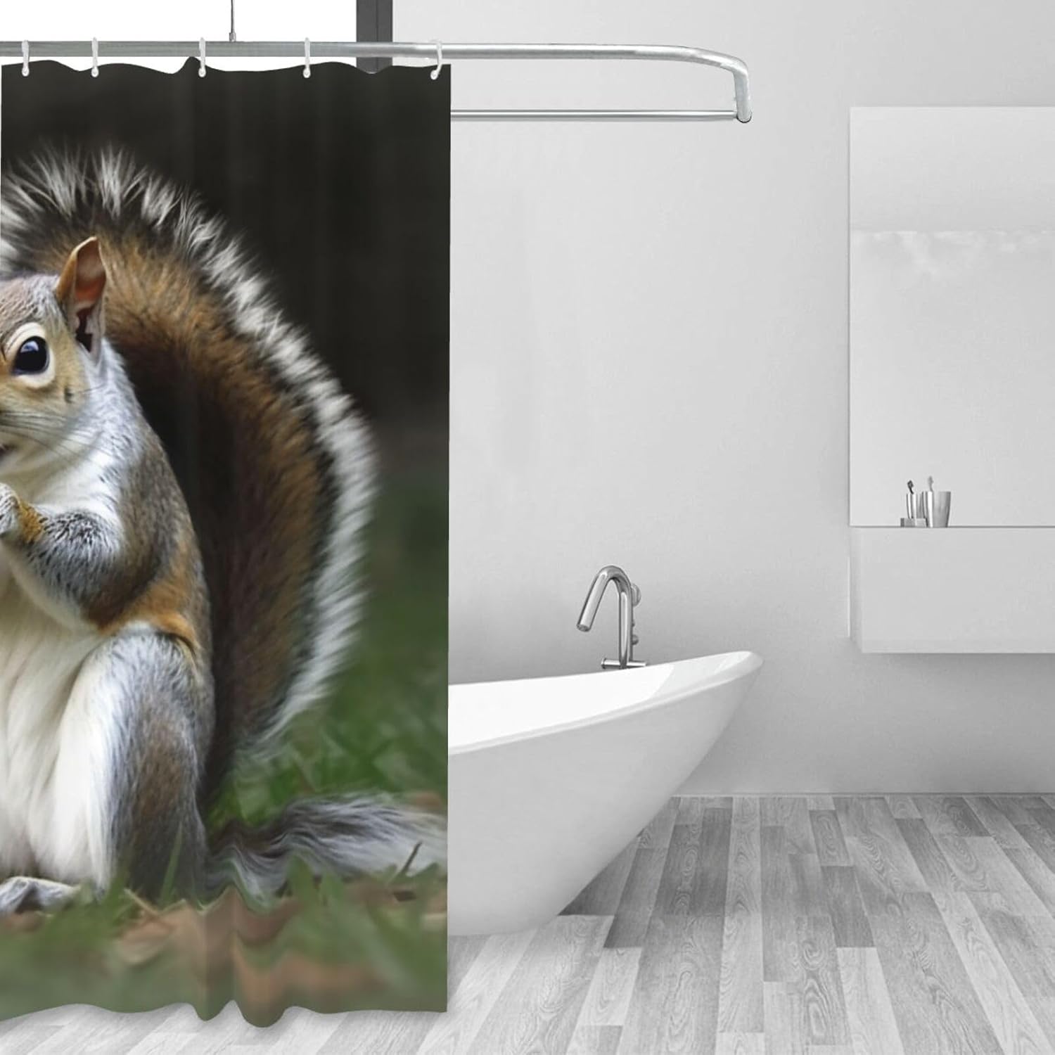 Shower Curtain Waterproof Fabric Shower Curtain Set Shower Curtain for Bathroom with 12 Hooks Squirrel Bathroom Curtain Bathroom Decor Shower Liner for Bathtub Bath 60x72In