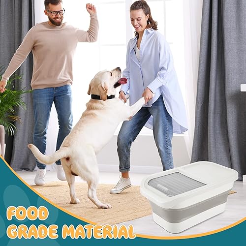 Miniatura 7 de Roshtia Paquete de 3 contenedores plegables de almacenamiento de alimentos para perros de 13 libras con tapas, contenedor de alimentos plegable para
