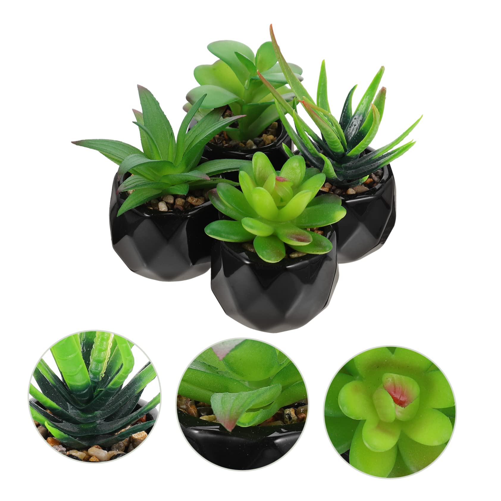 SOLUSTRE 4 Stück Teiliges Set Künstliche Sukkulenten im Topf Realistische Bonsai Dekoration für Wohnzimmer Büro Küche und Schlafzimmer für Pflegeleichte Innenräume